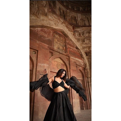 Swati Wadhwani Inayat Crystal Beaded Blouse with Lehenga and Dupatta (Set of 3)
