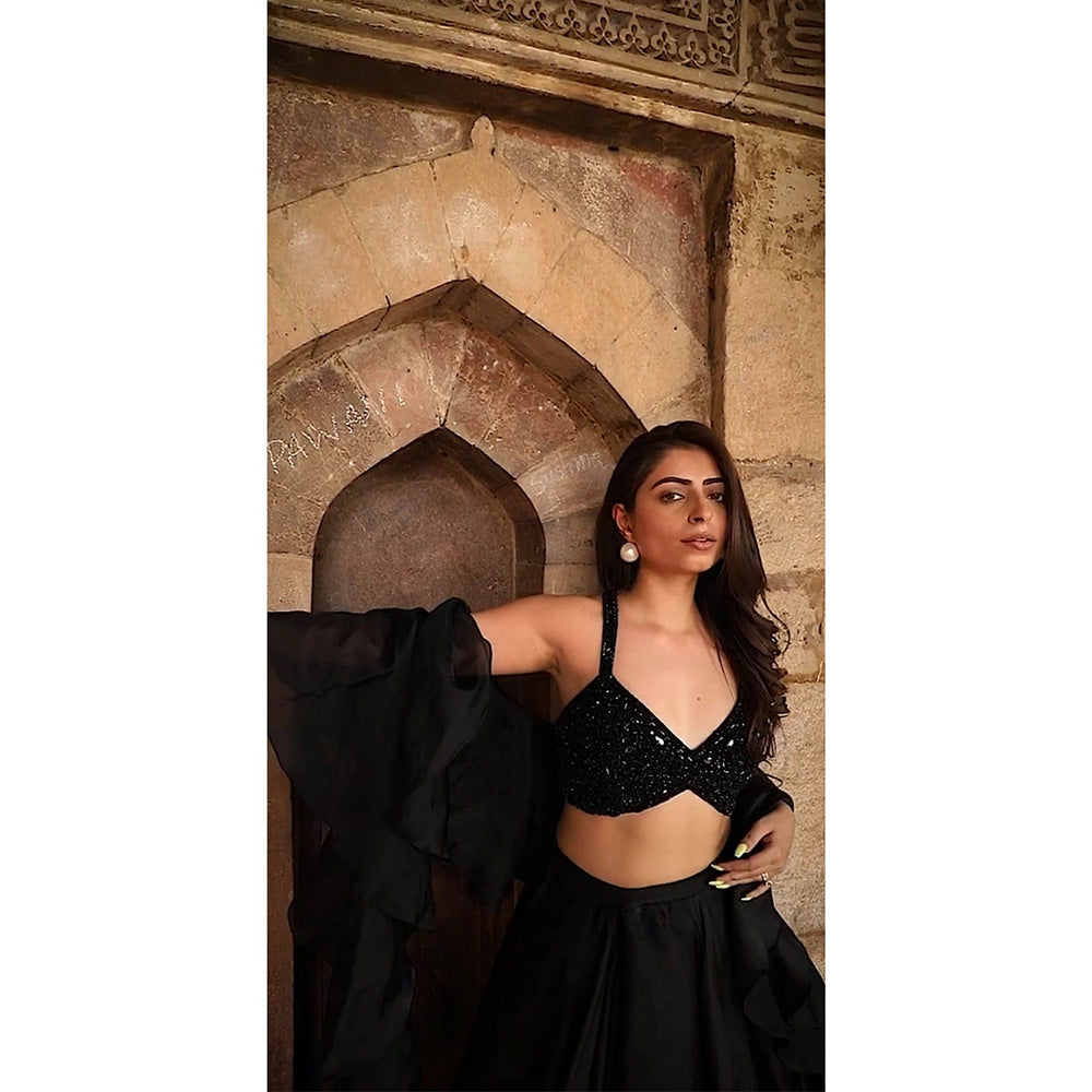 Swati Wadhwani Inayat Crystal Beaded Blouse with Lehenga and Dupatta (Set of 3)