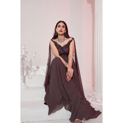 Swati Wadhwani Aliya Pleated Embellished Dress with Dupatta (Set of 2)