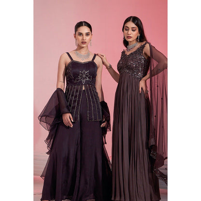 Swati Wadhwani Aliya Pleated Embellished Dress with Dupatta (Set of 2)