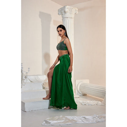 Swati Wadhwani Aranya Embellished Drape Skirt with Blouse and Belt (Set of 3)