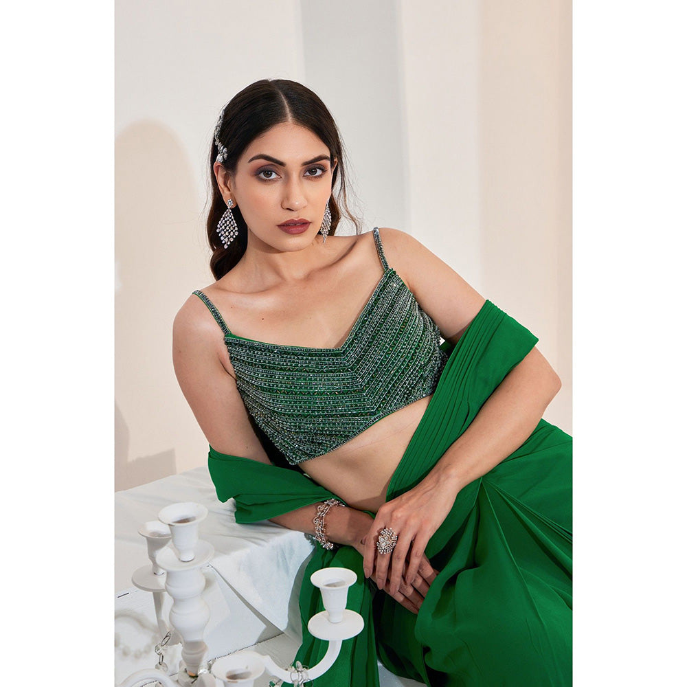 Swati Wadhwani Zooni Pre Drape Saree and Stitched Blouse