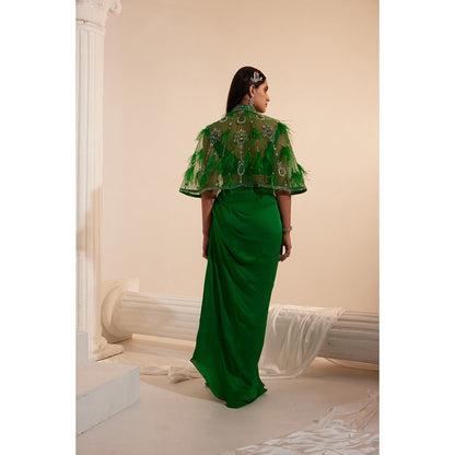 Swati Wadhwani Aayat Embellished Drape Skirt with Blouse and Cape Belt (Set of 4)