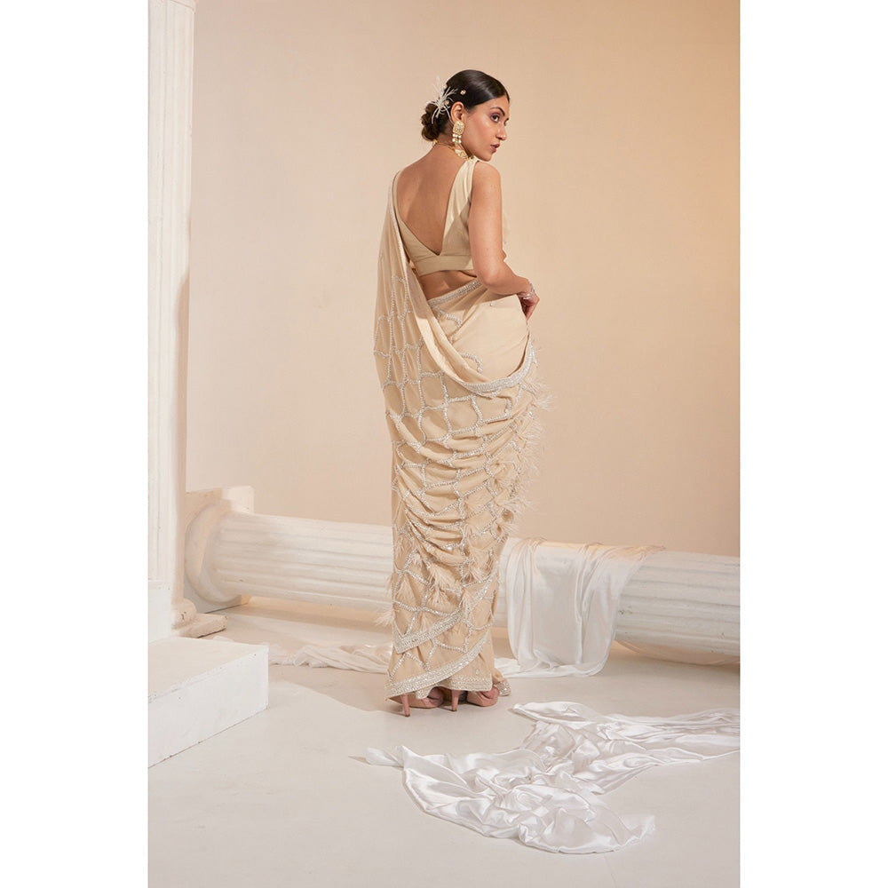 Swati Wadhwani Nura Pearl Work Pre Drape Saree and Stitched Blouse