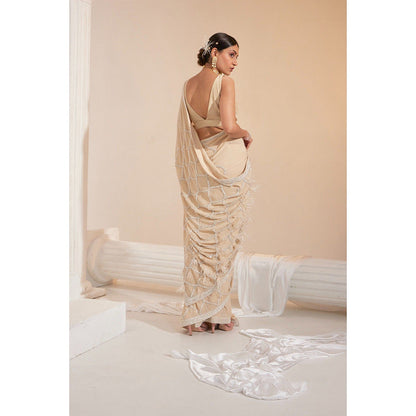 Swati Wadhwani Nura Pearl Work Pre Drape Saree and Stitched Blouse
