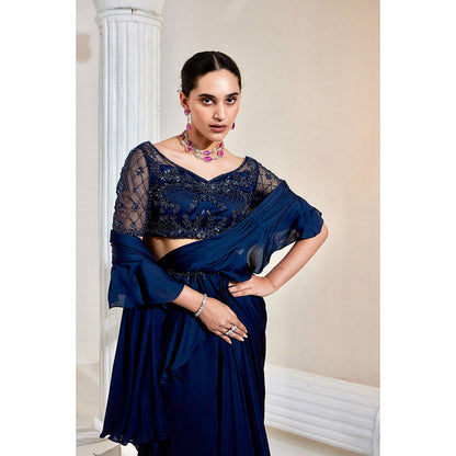 Swati Wadhwani Aarah Pre Drape Saree with Belt and Stitched Blouse