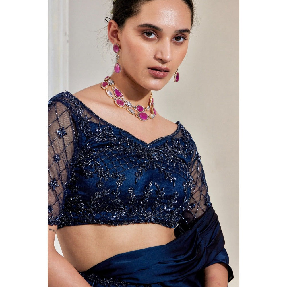 Swati Wadhwani Aarah Pre Drape Saree with Belt and Stitched Blouse