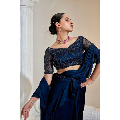 Swati Wadhwani Aarah Pre Drape Saree with Belt and Stitched Blouse