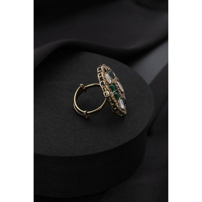 SWABHIMANN White Polki Adjustable Ring