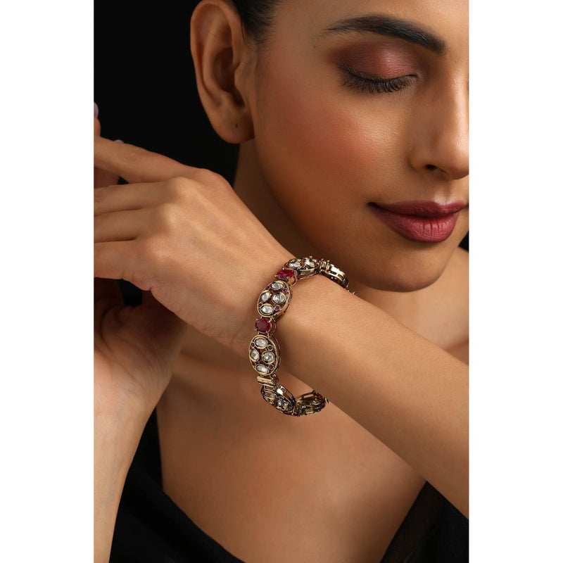 SWABHIMANN Multi-Color Polki Kada
