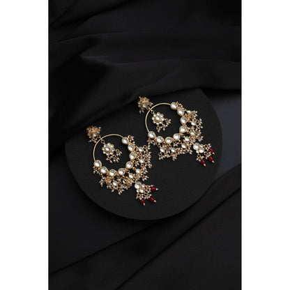 SWABHIMANN White Kundan Chandbali Earrings