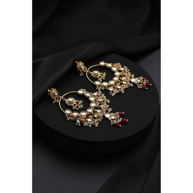SWABHIMANN White Kundan Chandbali Earrings