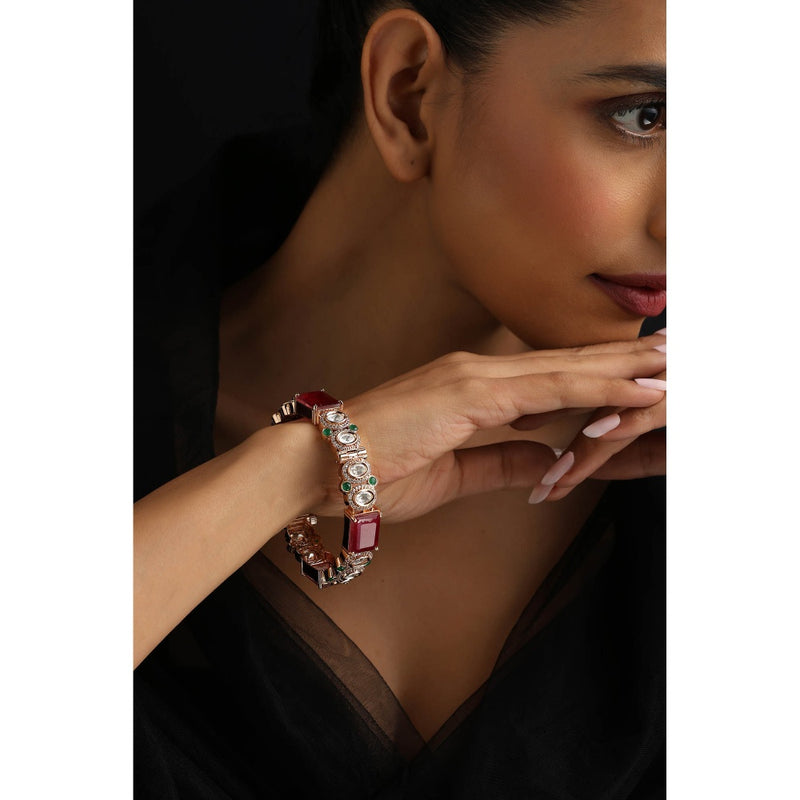 SWABHIMANN Red Polki Kada