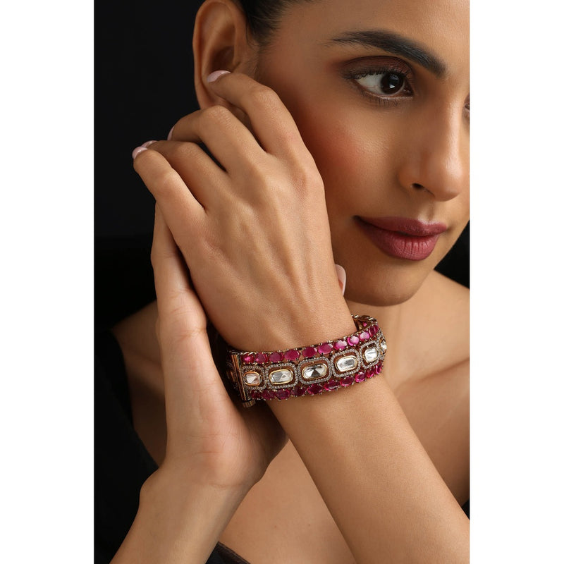 SWABHIMANN Multi-Color Polki Kada