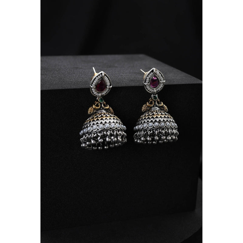 SWABHIMANN Purple Jhumka Earrings