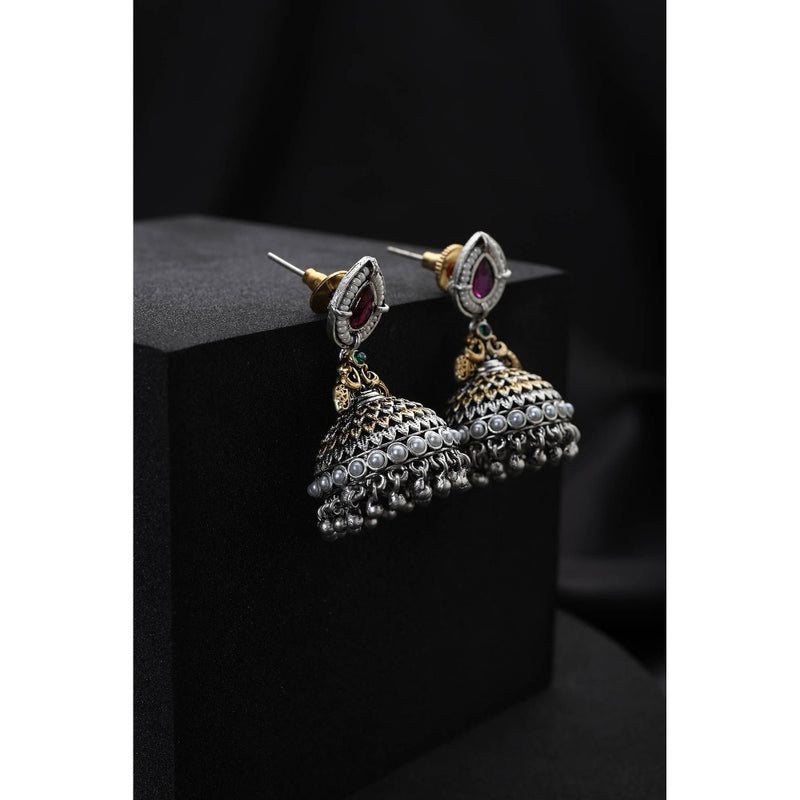SWABHIMANN Purple Jhumka Earrings