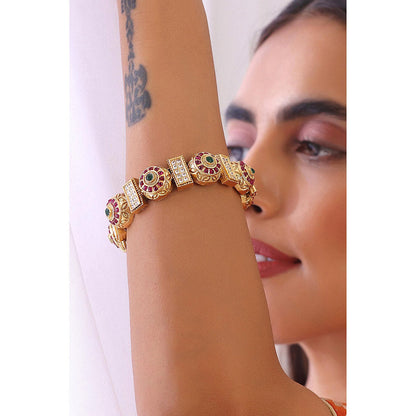 SWABHIMANN Multicolour Gold Plated Kada