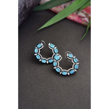 SWABHIMANN Feona Ferozi Zirconia Hoop Earrings
