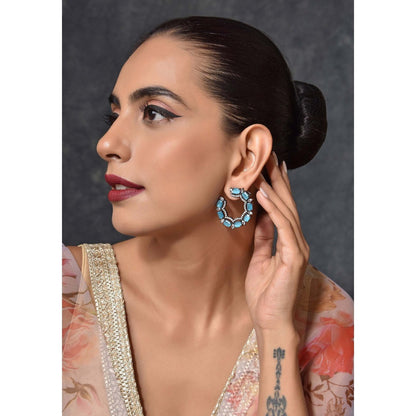 SWABHIMANN Feona Ferozi Zirconia Hoop Earrings