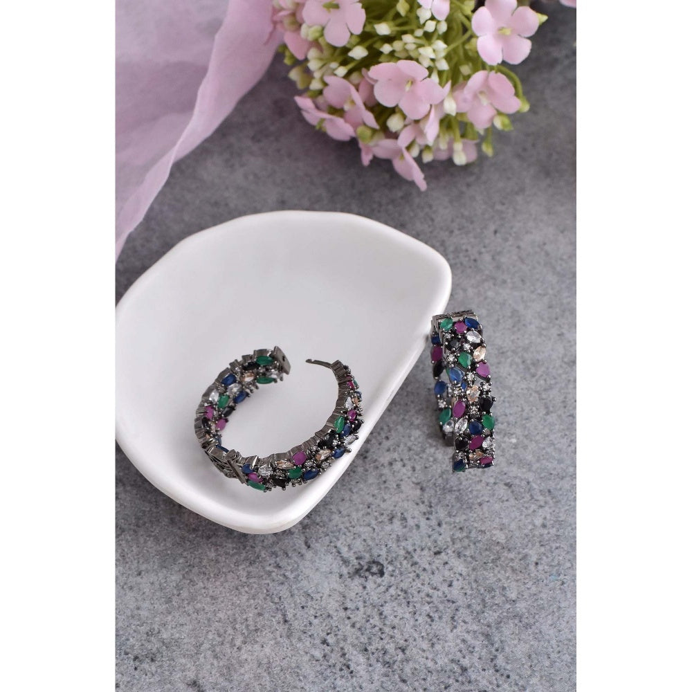 SWABHIMANN Audrey Multicolour Hoop Earrings
