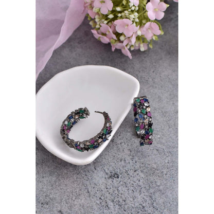 SWABHIMANN Audrey Multicolour Hoop Earrings