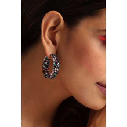 SWABHIMANN Audrey Multicolour Hoop Earrings
