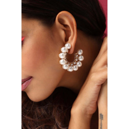 SWABHIMANN Lillian Pearl Hoop Earrings