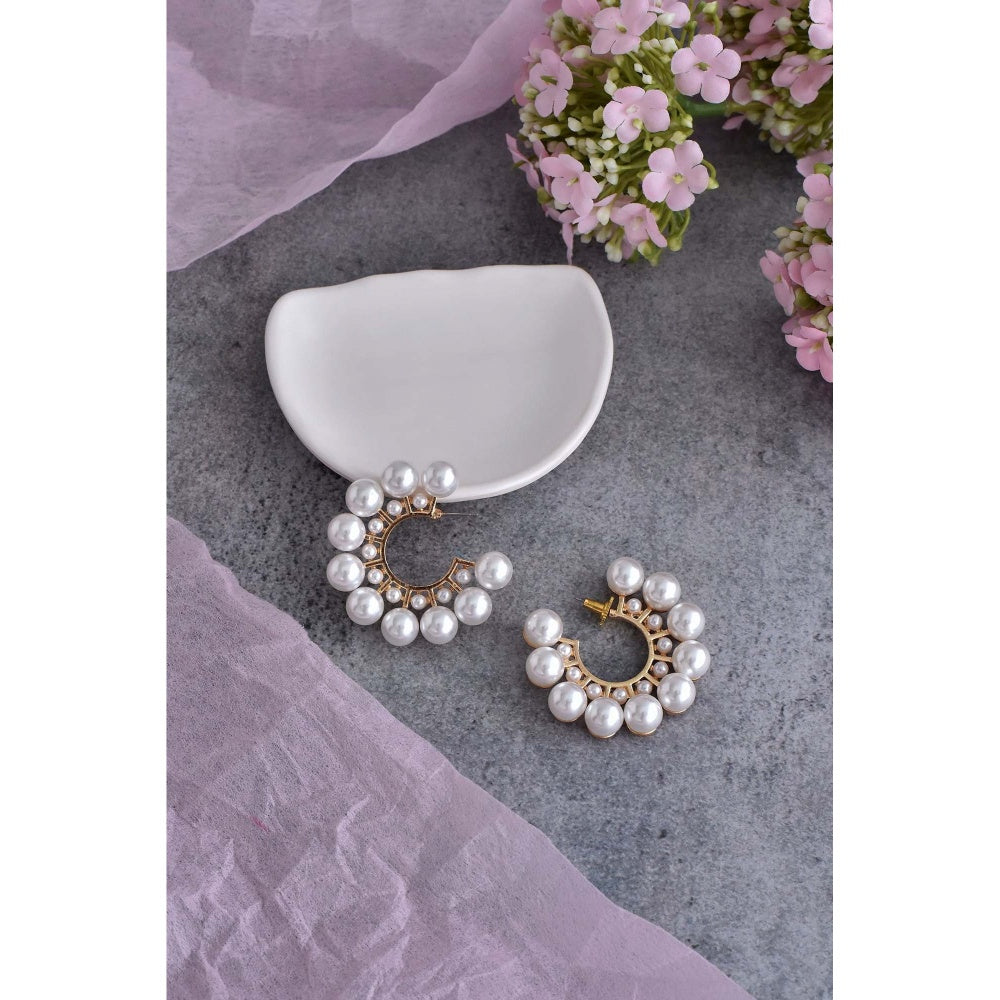 SWABHIMANN Lillian Pearl Hoop Earrings