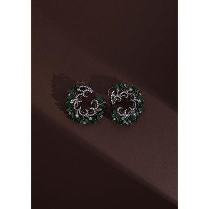 SWABHIMANN Fukumi Emerald Zirconia Hoop Earrings