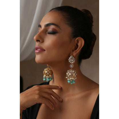 SWABHIMANN Soraya Mint Polki Jhumka Earrings