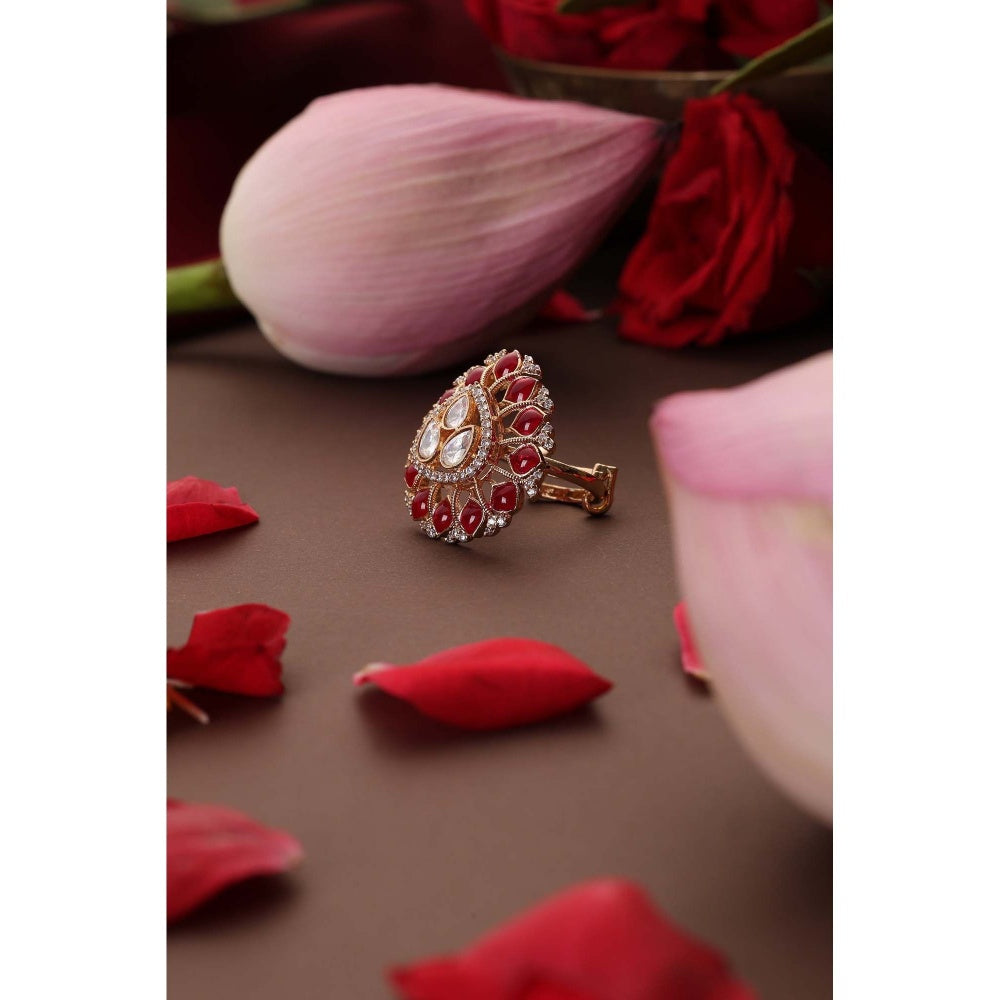 SWABHIMANN Zoe Red Polki Ring