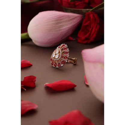 SWABHIMANN Zoe Red Polki Ring