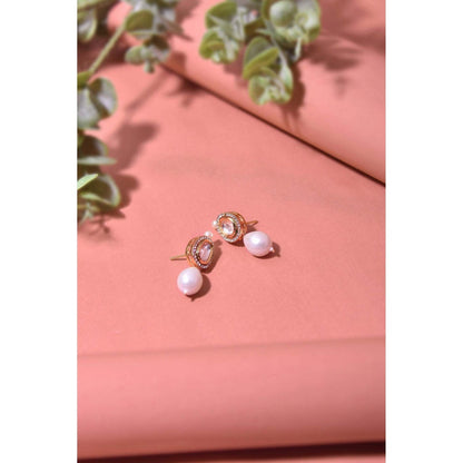SWABHIMANN Vibha White Gold Plated Pearl Drop Earrings