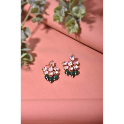 SWABHIMANN Firoz Green Kundan Dangler Earrings