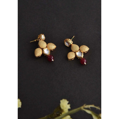 SWABHIMANN Ziya Red Gold Kundan Earrings