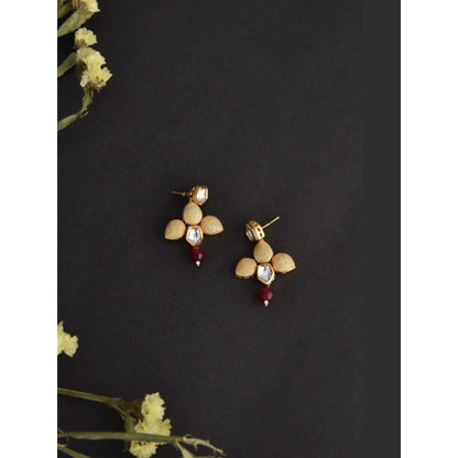 SWABHIMANN Ziya Red Gold Kundan Earrings