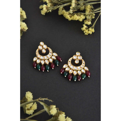 SWABHIMANN Kriti Multicolour Kundan Chandbali Earrings