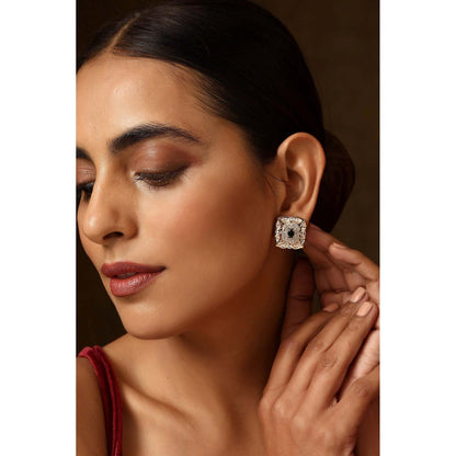 SWABHIMANN Ama Green Polki Stud Earrings