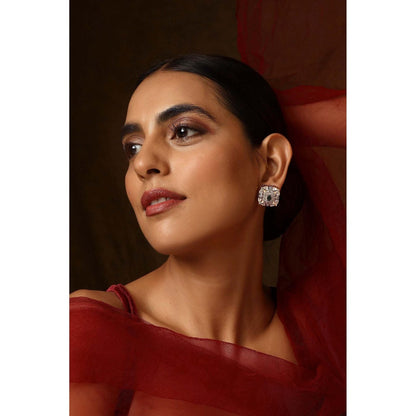 SWABHIMANN Ama Green Polki Stud Earrings