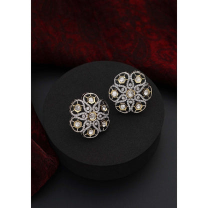 SWABHIMANN Chitrani Two Tone Polki Stud Earrings