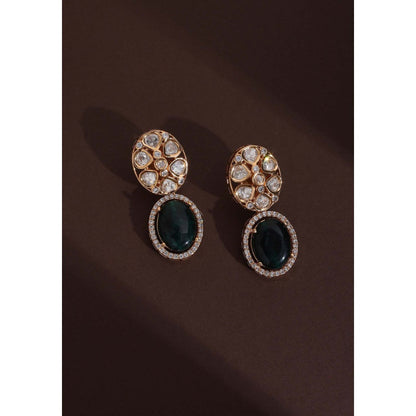SWABHIMANN Eesha Green Polki Dangler Earrings