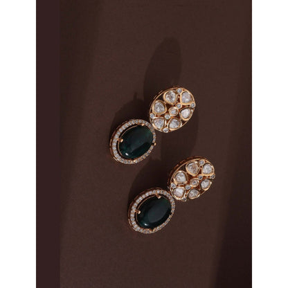 SWABHIMANN Eesha Green Polki Dangler Earrings