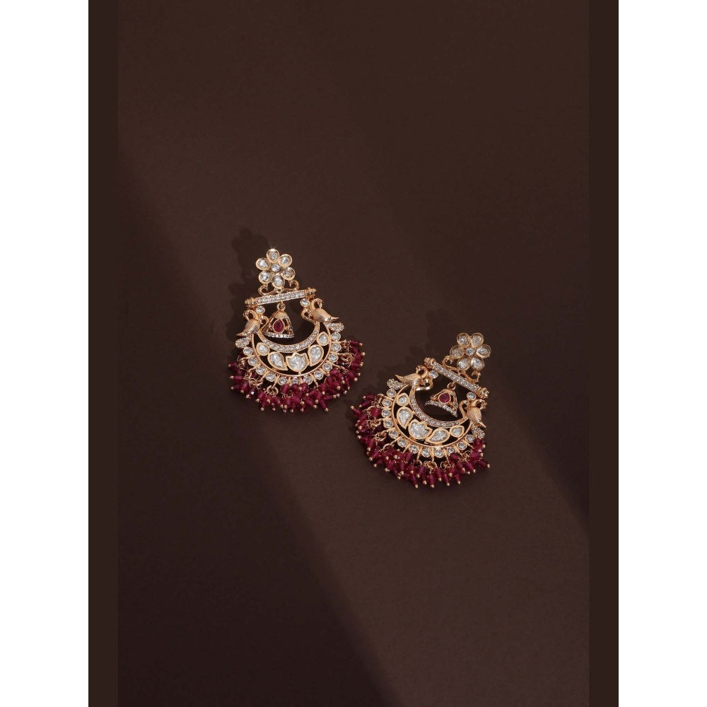 SWABHIMANN Gargi Red Polki Chandbali Earrings