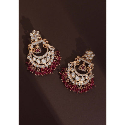 SWABHIMANN Gargi Red Polki Chandbali Earrings