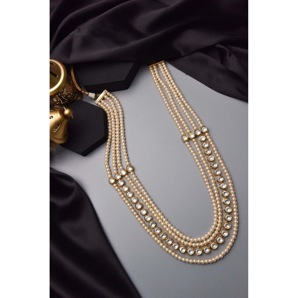 SWABHIMANN Chandan Kundan and Pearl Layered Mala
