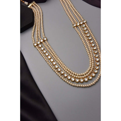 SWABHIMANN Chandan Kundan and Pearl Layered Mala