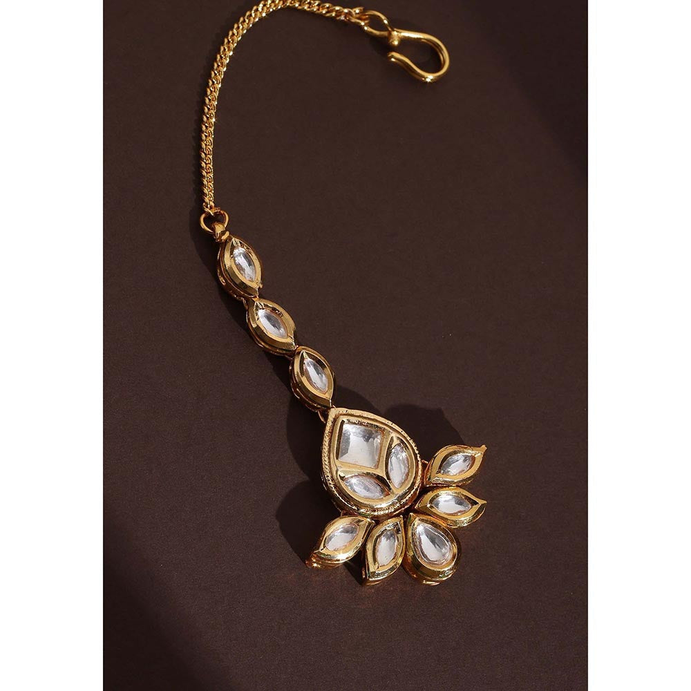 SWABHIMANN Warda Gold Kundan Maang Tikka