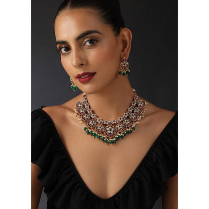 SWABHIMANN Eesvari Multicolour Jadau Kundan Choker Set