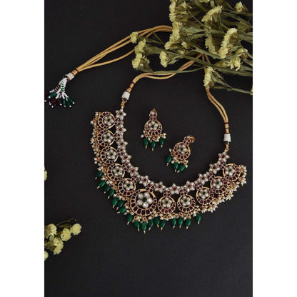 SWABHIMANN Eesvari Multicolour Jadau Kundan Choker Set