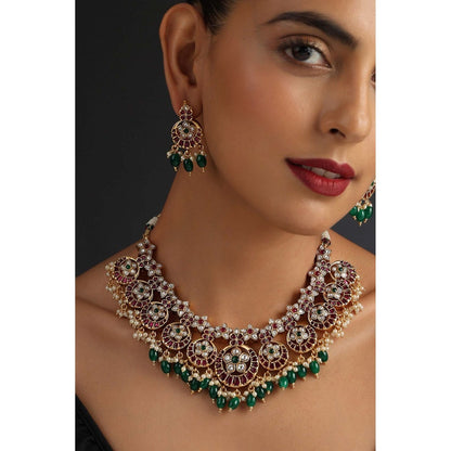 SWABHIMANN Eesvari Multicolour Jadau Kundan Choker Set
